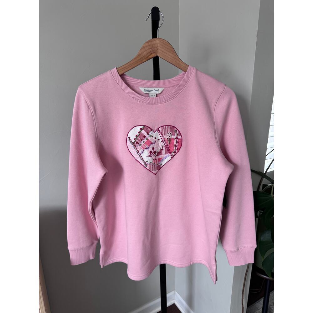 Coldwater Creek Pink Heart Patchwork Sweatshirt W… - image 2